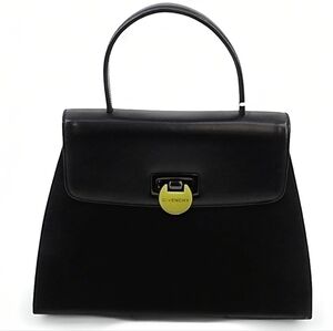 Givenchy Vintage Black Leather Top Handle Bag Maroquinerie‎ Trapezoid Turn-lock